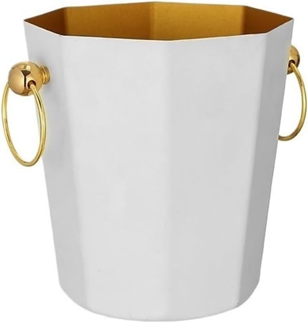 Ice Bucket Champagne Bucket Creative Stainless Steel Ice Bucket Decoration Fashion Ice Cube Bucket Ice Wine Bucket Large Capacity Red Wine Bucket Beverage Ice Tub(White)