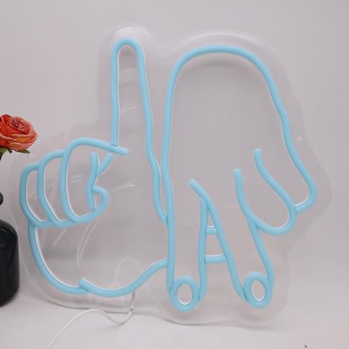 Image of LA Gesture LED Neon Sign, Los Angeles Gesture Light Up Sign Dimmable USB Powered for Wall Bedroom, Man Cave, Baseball Team Decor, Garage, Bar, Party, Game Room, Nightclub, Gifts