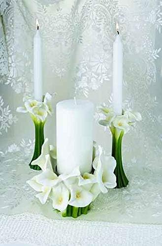 Ibis & Orchid Design Calla Lily Unity Candle Holder with 1 Center Pilar Candle Holder and 2 Side Candles (Retired)
