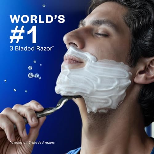 Image of 3-Blade Razor | Razor for Men, with 3 Anti-Friction blades, Dynamic Pivot for Smooth & Comfortable shave with Flexible Head, Water-Activated Moisture Strip (22 Cartridges, 3 BLADE)