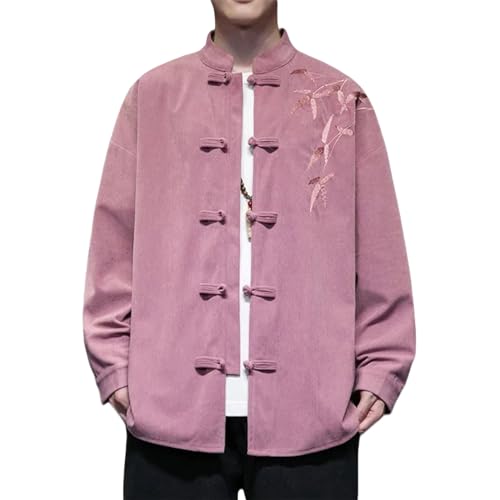Camisa de pana bordada para hombre de estilo retro chino