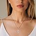 YIFSIY Rotated Crown Cross Necklaces for Women, 925 Sterling Silver Round Cut White Zircon Pendant Neckalce With Ring Birthstones Jewelry for Her