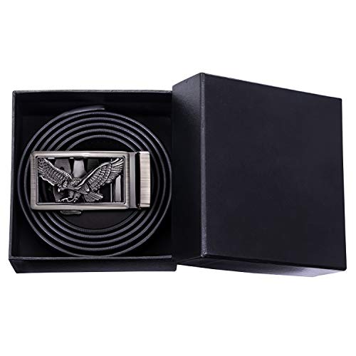 Barry.Wang Luxury Mens Belt Gold Buckle Ratchet Animal Black Leather Gift Box Novelty Western Belt for Dress Jeans