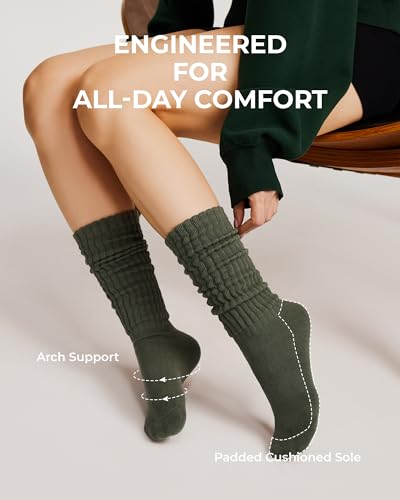 Image of FITRELL Slouch Socks for Women, 3 Pairs Soft Cotton Knee High Scrunch Tube Boot Socks