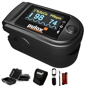 Pulox PO-200A Pulsoximeter Schwarz mit Zubehör-Set