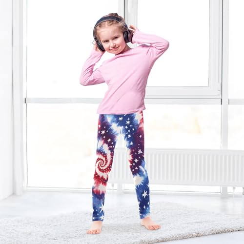 American Flag Tie Dye Swirl Girls Leggings Soft Stretch Workout Yoga Dance Pants for Kids Casual Tights4