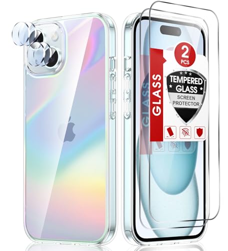 LeYi iPhone 13 Case, with Tempered Glass Screen Protector [2 Pack], Hybrid Heavy Duty Protection Glitter Girls Women Shockproof Phone Case for iPhone 13 Rose Gold