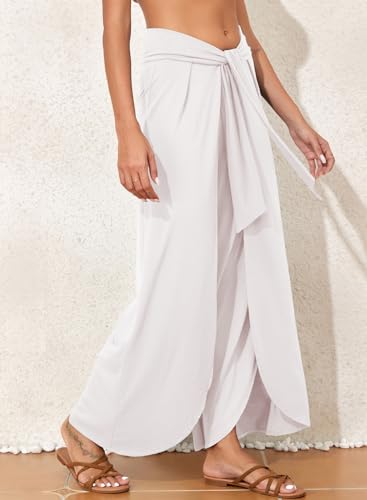 Herseas Women's Brown Beach Pants, Wide Leg, High Waist, Palazzo, Size 25 Inches2