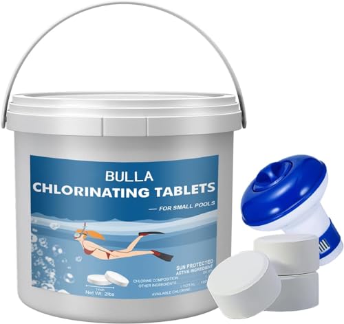 Chlorine Tablets for Swimming Pool 1 lb Pool Cleaning Tabs + Floating Chlorine Tabs Dispenser 1 Inch large Cleaning Tablets for Hot Tub Swimming Pool Paddling Pool Spa Bathtubs