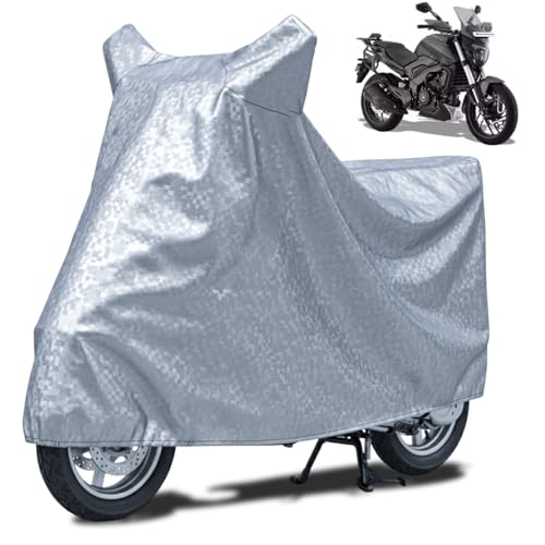 Image of FABTEC Waterproof Bike Body Cover Compatible with Bajaj Dominar 400, A3 (Silver)