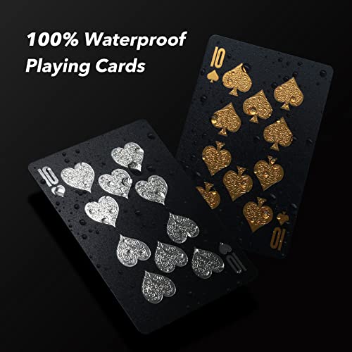 2 Decks Of Playing Cards, Integear Gold 3D Embossed Patterned Poker Cards Plastic Pet Waterproof Playing Cards Luxury Magic Trick Game Tool Gift Reusable Party Decoration #TOP1