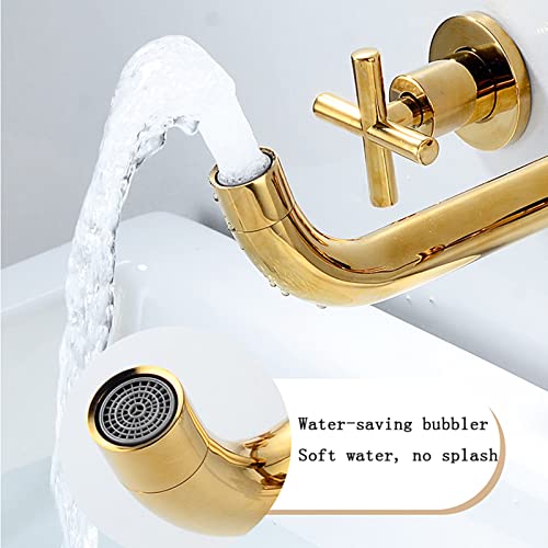 Robinet de salle de bain mural mitigeur de lavabo encastré double commande - 5