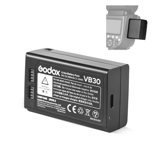 GODOX V1Pro & V100 Original Battery – VB30 7.2V/2980mAh/21.45Wh Li-ion Batterypack, Simultaneously Charge and Power for V1, V1PRO, V100, AD100PRO, V860III, V850Ⅲ, MF-R76 Flash (Replaces VB26A VB26B)