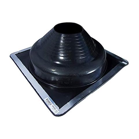 Dektite Premium #7 Black EPDM Metal Roof Pipe Flashing, Square Base, Pipe OD 6" to 12" Cover