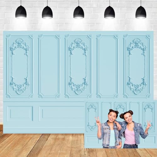 Leyiyi 15x10ft Light Blue Vintage Room Inside Backdrop European Frame