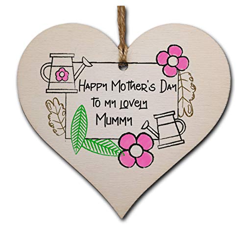 Image of The Plum Penguin Handmade Wooden Hanging Heart Plaque perfect for lovely Mummys special keepsake card alternative from children gardening flowers wall hanger for special parent