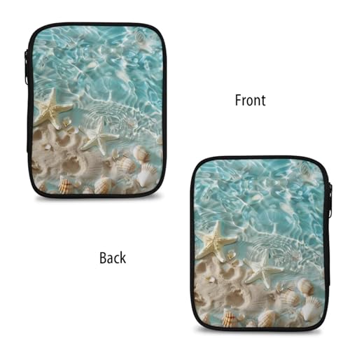 Image of Crochet Hook Case Beach Starfish Crochet Hook Holder Portable Crochet Hook Storage Bag with Web Pockets Suitable for Crochet Needles /Knitting Accessories