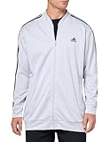 adidas Men's Tall Size 3-Stripes Tricot Full-Zip Jacket, Light Grey Heather