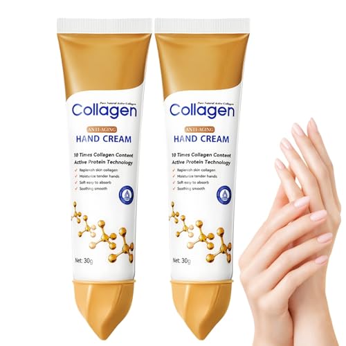 Image of 2PCS Collagen Hand Cream,Anti Aging Hand Cream for Women and Men,Moisturizing Hand&Nail Cream,Deep Nourishing Handcream for Very Dry Hands,Hand Cream Set for Daily Care,Fast-Absorbing
