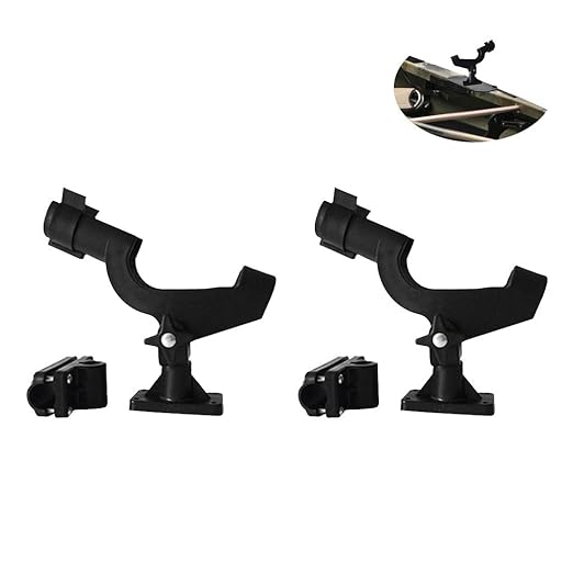 Ubersweet 2 Pieces/Set Adjustable Fishing Rod Holder Rail Side Mount Boat Kayak Fishing Pole Rack Stand Tackle Tool For Marine Yacht (66000381JEL)