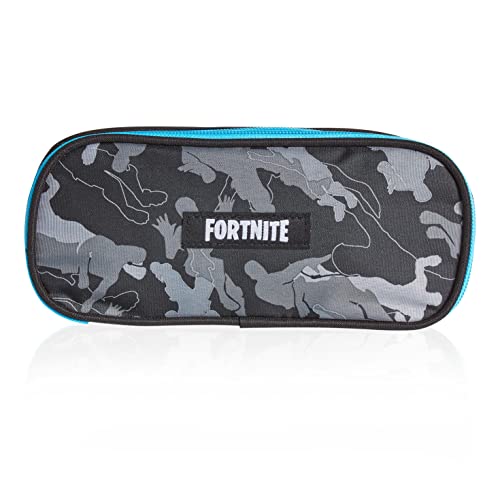 Fortnite Estuche Escolar, Estuches Escolares 20 cm, Material Escolar, Estuche Escolar Niño, Regalos para Gamers (Negro Gris) Cover