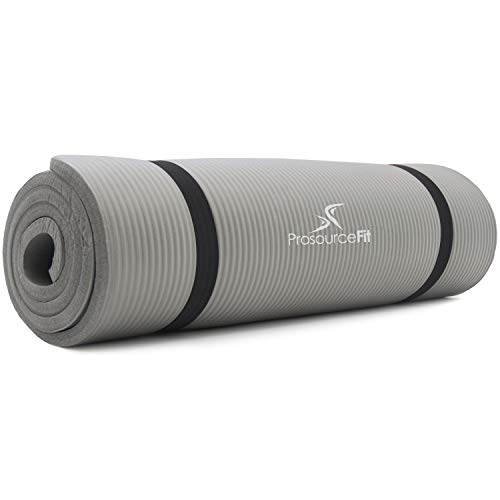 Prosourcefit 1/2 In Extra Thick Yoga Pilates Exercise Mat, Padded Workout Mat For Home, Non-Sip Yoga Mat For Men And Women, Grey, 71 In X 24 In #TOP2