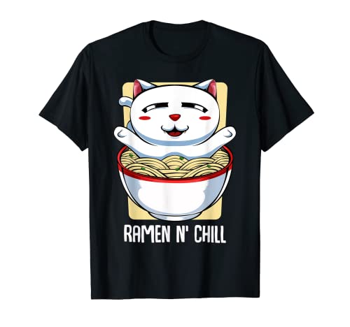 Vintage Anime Cat Ramen Japanese Noodles Kawaii Asia Lover Maglietta