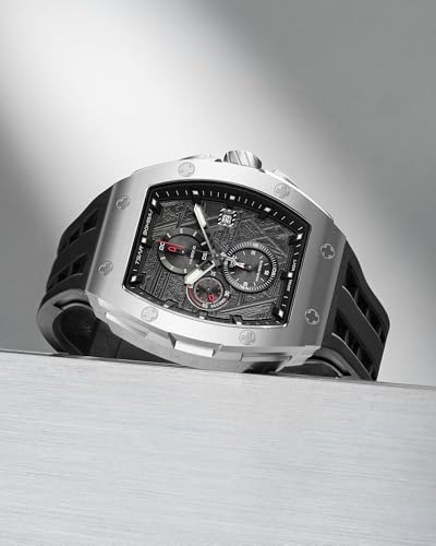 Image of Tsar Bomba Mens Watches Quartz Wristwatch for Men Waterproof 50M Analog Luxury Tonneau Chronograph Calendar Date Men's Dress Business Work Watch Gift for Men
