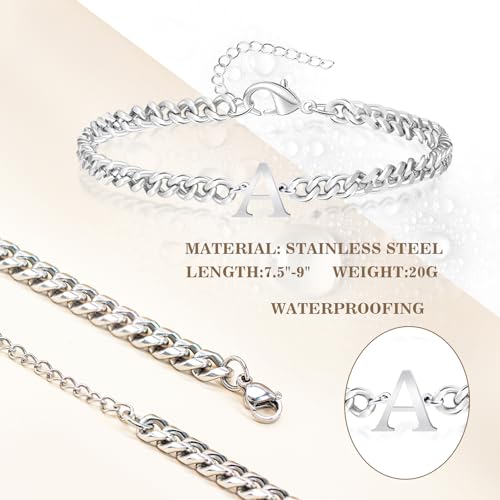 Pulsera Inicial A-Z en Acero Inoxidable para Hombre y Mujer miniatura 5