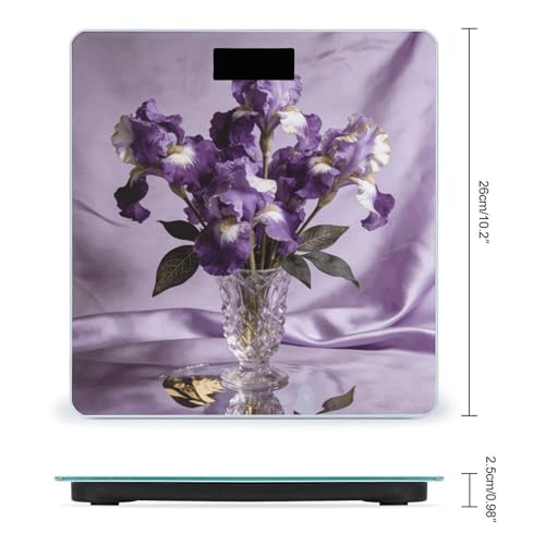 Báscula digital elegante violeta con pantalla LCD grande miniatura 2