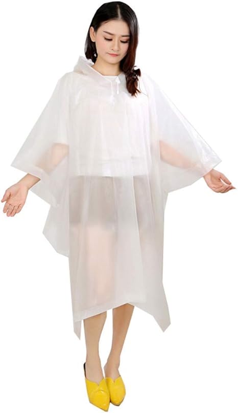 Amazon Co Jp レインコートユニバーサルレインウェア男性レインポンチョコート不透過性防水レインケープカバーフード付き White 服 ファッション小物