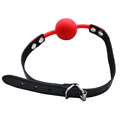 Iefiel Pu Leather Paly Buckle Belt Silicon Mouth Ball Open Breathable Mouth Gag For Men Woman (Red#2) #TOP2