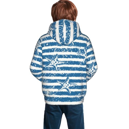 Ocean on Striped Kid Hoodies Boys Sweatshirts Girls Pullover with Pocket4