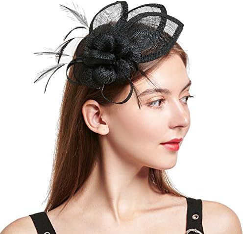 C.Garopl Accessories Fascinators Hats Women Vintage Wedding Fashion Headband Clip Church Cocktail Dresses Headwear Tea Party (Black-01)