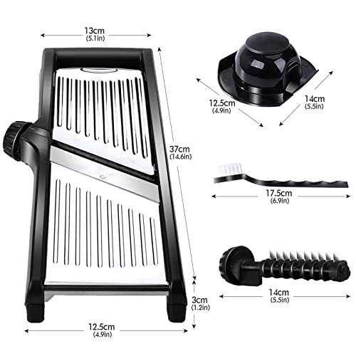 Midyb Mandoline Slicers, Mandoline Slicer for Kitchen Professional for Potato, Tomato and Onion, Adjustable Mandolin Vegetable Slicer Cutter Chopper, Includes Food Holder & 1 Cleaning Brush - Thumbnail 2