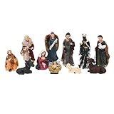KAILIKETIY Jesus Geburt Krippe Figuren Satz aus Harz Religiöse Statuen 16x11,5x3cm Dekorative Weihnachts Tischdekoration für Zuhause und Büro
