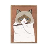 阪画屋 アートパネル アートボード ポスター 玄関 壁画 壁掛け 壁飾り 部屋飾り 飾り絵 絵 絵画 油絵 ソファの背景画 インテリア 現代 モダン フレーム 額付き 木枠付きの完成品 木目調 キャンバス 猫 ネコ ペット アニマル 動物 プレゼント ギフト 30×40