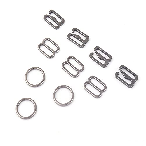 10Mm Gunmetal Metal Slider G Hook And Strap O Ring Adjusters Bra Buckle Making Lingerie Bikini Swimwear Colthing Accessories Diy (Gunmetal 20Sets) #TOP6