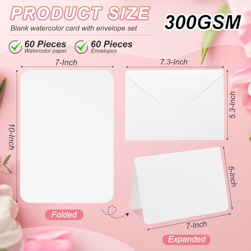 Tarjetas de acuarela con sobres 300 GSM postales de algodón PATIKIL 2