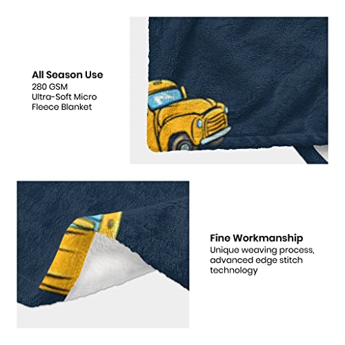 Image of School Bus Blanket - Large 60x80 Inch Plush Fleece Throw, Yellow Bus Themed Driver Gift & Home Decor for Adults & Kids, Ultra Soft Cozy Blanket for Couch, Bed, Dorm