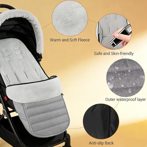 Image of 2 in 1 Baby Stroller Cushion Bunting Bag Removable Windproof Footmuff Toddler Warm Pushchair Seat Mat Cushion Outdoor Thicken Cushion Kids Warm Leg Protector Bag Stroller Liner