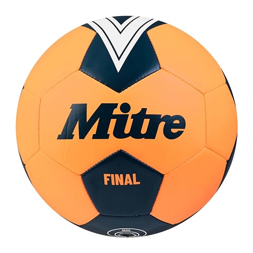 Mitre Final Balón de fútbol recreativo, óptimo para niños, Regalo de fútbol, Talla 5, Naranja flúor/Verde Azulado
