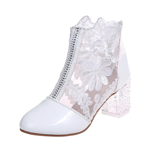 Chaussures antidérapantes talon bloc en maille et strass soirée