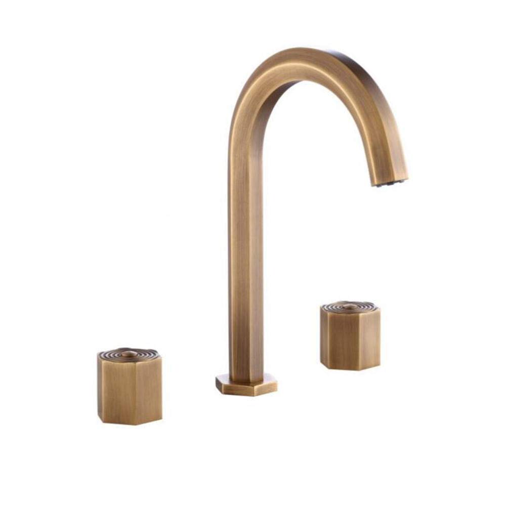 Robinetterie eau chaude et froide en cuivre avec mélangeur 3 trous pour vasque