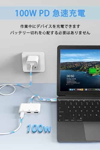USB Type C HDMI アダプタ 3-in-1 usb-c ハブ TOMPOL【2024強化版】4K解像度 HDMIポート+USB 3.0ポート+PDタイプC急速充電ポート 変換アダプター Switch/iPhone 15/16/MacBook Pro/Air/iPad Pro/Air/iMac/Galaxy/Type-C デバイスに対応