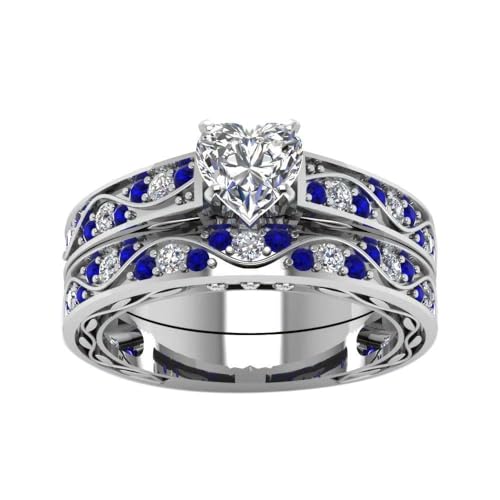 Bridal Sets White Gold Plated Womens Wedding Ring Sets Heart cut Cz Engagement Ring Sets