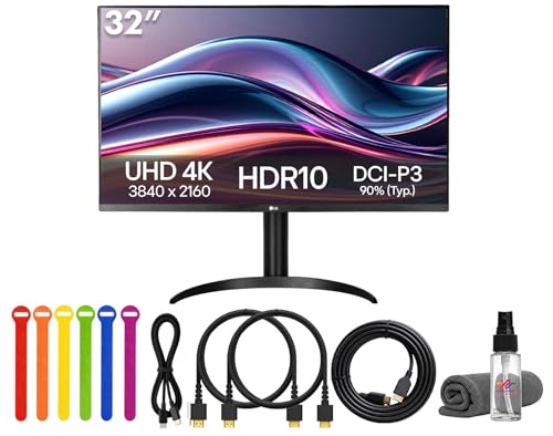 Image of LG 32UR500K-B Ultrafine 32 inch 4K UHD (3840x2160) Monitor | HDR10, 60Hz, 4ms, AMD FreeSync, DCI-P3 90% Color Gamut, Anti-Glare, Built in Speakers, Tilt /Height /Pivot Stand, HDMI & DisplayPort - Bundle