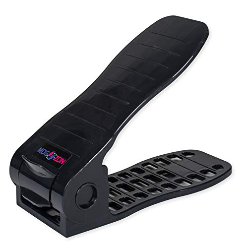 MoGoZon Adjustable shoe organizer – Detachable storage holder - 12 piece black set double shoe rack slot organizer w/no assembly – Shoe Cubby Organizer for closet is Perfect Space Saver Gift