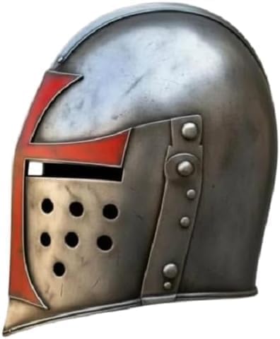 Medieval Bascinet Templar Helmet Knight Armor Crusader Helmet Iron Head Armor Functional 18g Steel LARP Warrior Cosplay Costume for Adult