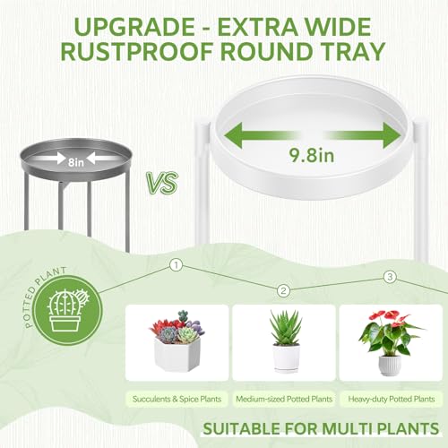 Image of iDavosic.ly 5 Tier Large Plant Stand Indoor with 10 Inch Wide Tray, Tiered Corner Metal Outdoor Flower Display Holder Shelf, Folding Tall Rack for Patio Porch Living Room, White